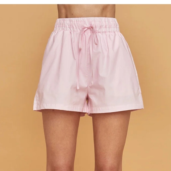 Carbon38 Pants - Carbon38 Lounge Shorts in Pink Small 100% Cotton High Waist Paperbag Pull-on